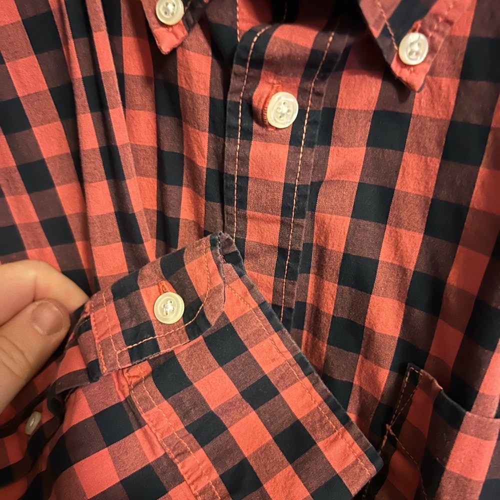 Men’s Joe Fresh Navy and Plaid Long Sleeve Button Up Shirt